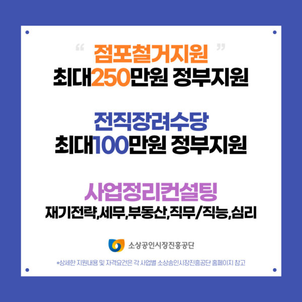 희망리턴패키지 점포철거비지원 최대250만원